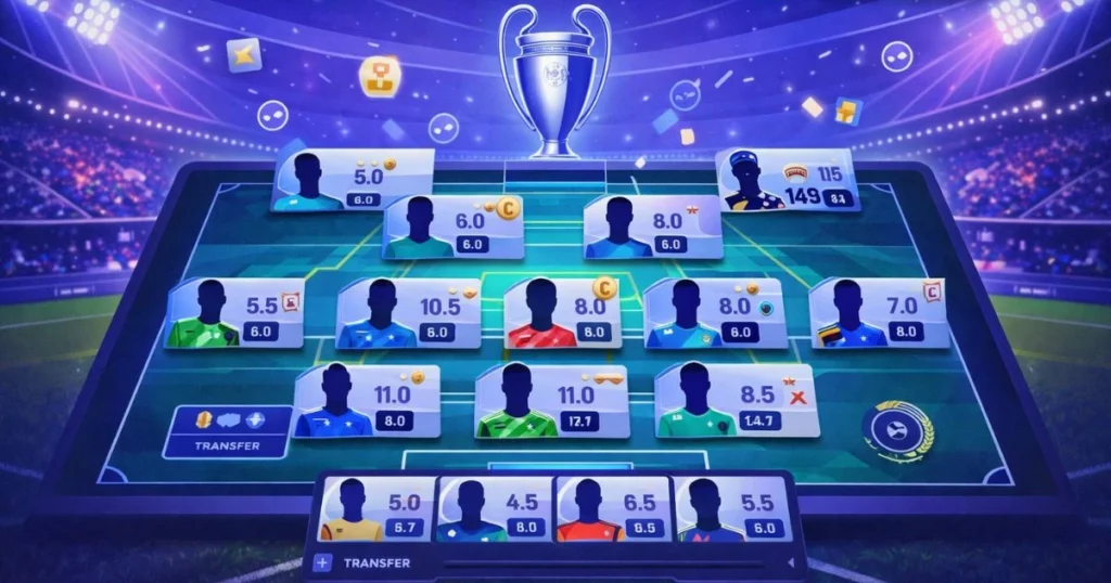 UEFA Fantasy team lineup with Champions League players