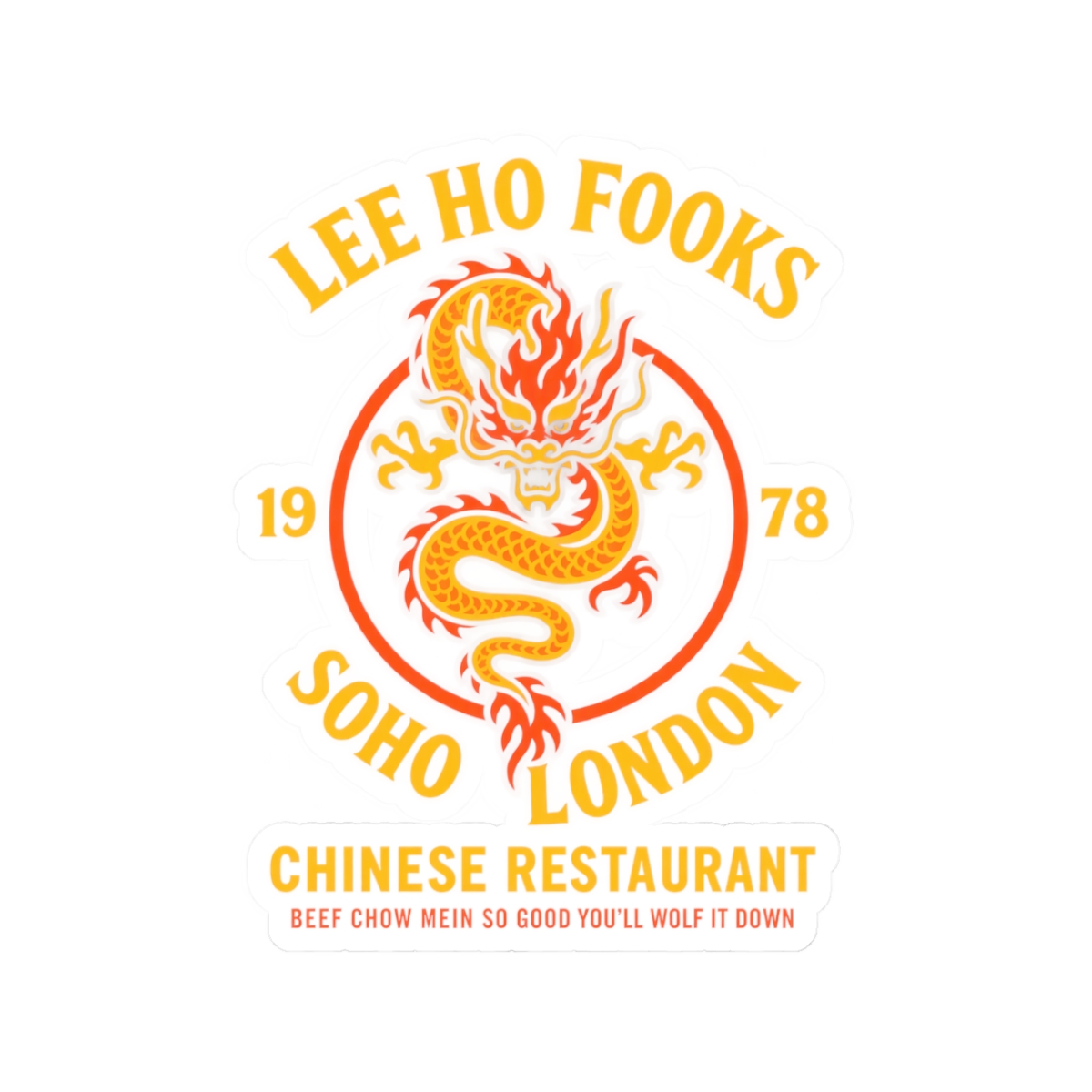 Kiss-Cut Sticker — "Lee Ho Fooks Soho London" Vintage Dragon Chinese Restaurant Decal
